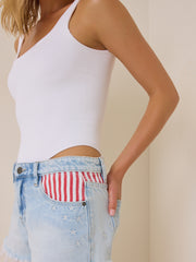 Nyssa Embroidered Denim Shorts