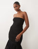 Lace & Beads Tulle Fishtail Maxi Dress In Black