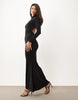 Backless Chain Trim Maxi High Neck Dress In Black