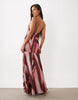 Halterneck Maxi Dress With Twisted Waist Detail In Abstract Print