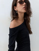 Cotton Asym Rib Mini Dress In Black
