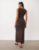 Twist Hardware Detail Midi Dress In Chocolate