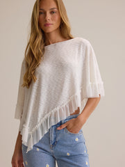 Sloane Asymmetrical Ruffle Poncho