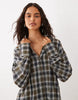 Mini Shirt Dress With Ruffle Hem In Multi Check