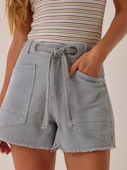 Korie Tie Waist Denim Shorts