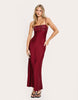 Princess Polly Engracia Satin Sequin & Bead Detail Cami Square Neck Maxi Dress In Burgundy
