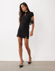 Mandarin Collar Mini Dress In Black