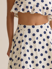 Billie Polka Dot Linen Midi Skirt
