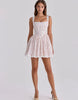 House Of Cb Ami White Rose Print Cotton Corset Mini Dress In White Rose Print