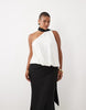 Curve One Shoulder With Tie Neck Maxi Dress In Mono Colour Block