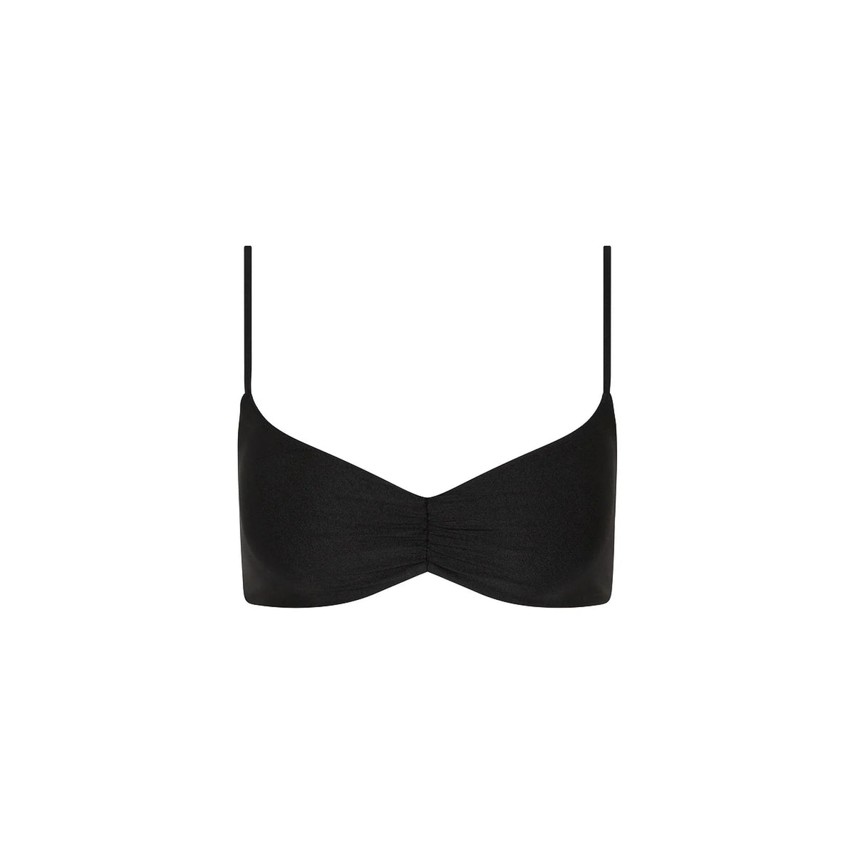 Gathered Mini Crop Bikini Top - Twilight Black