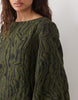 Yas Volume Sleeve Slash Neck Jacquard Mini Dress In Dark Olive