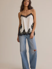 Grace Satin Lace Trim Tank