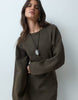 Nipped Waist Mini Dress In Chocolate