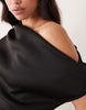 Dramatic Neckline Midi Dress In Black Scuba-Style Fabric