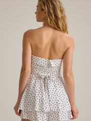 Eliza Strapless Fold Over Polka Dot Romper