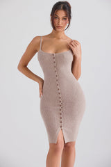beige cashmere knit midi dress - sale
