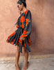 Never Fully Dressed Ella Balloon Sleeve Mini Dress In Black Poppy Print