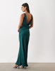 Satin Drape Bodice Maxi Dress With Cowl Back Detail In Blue