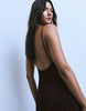 Bershka Long Strappy Dress In Brown