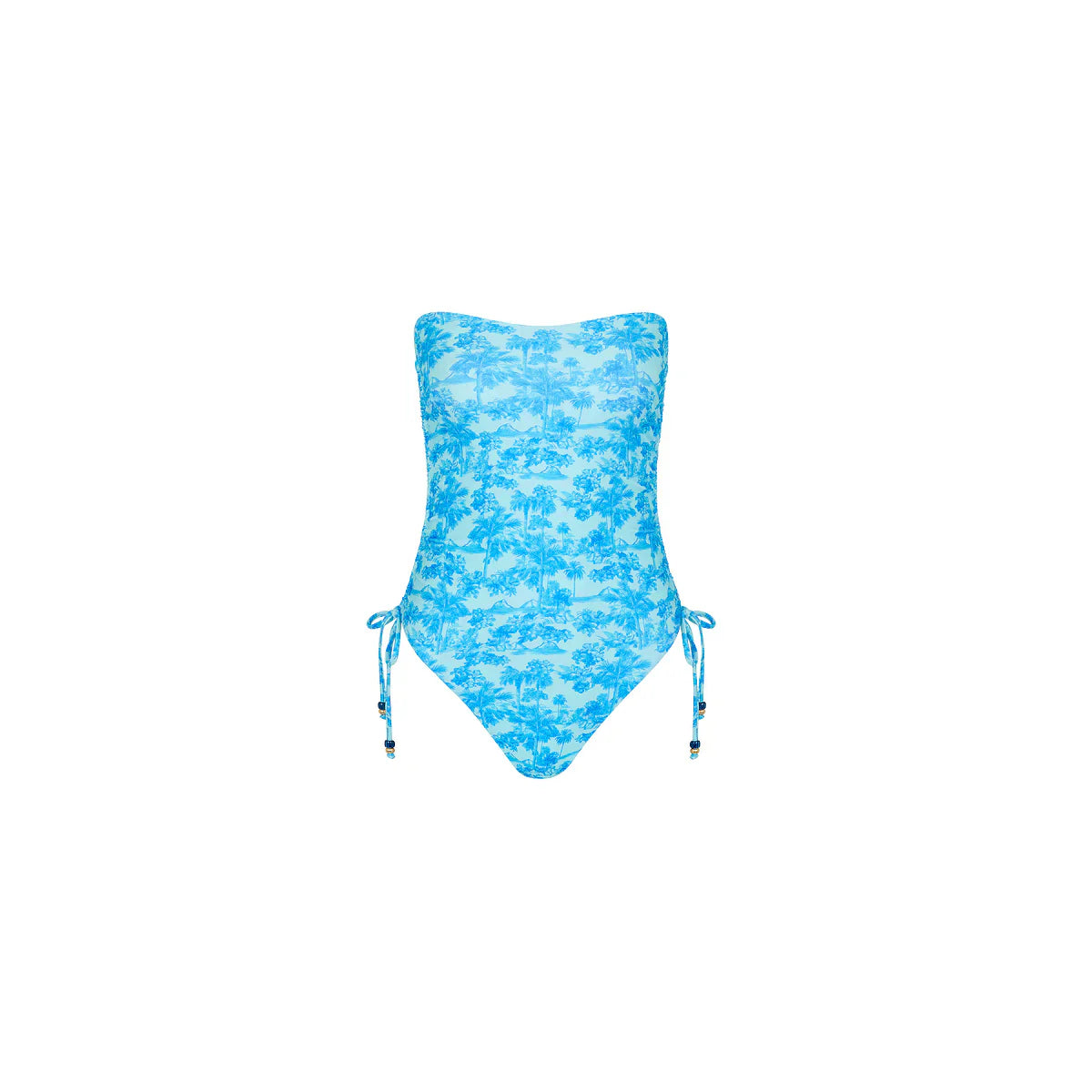 Ruched Bandeau Classic Cut One Piece - Ocean Paradise