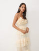 True Decadence Ruffle Tiered Maxi Dress In Butter Yellow