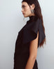 Arrange Asymmetric Neckline Hybrid Fringe Skirt Maxi Dress In Black