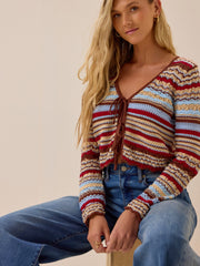 Moore Multi Stripe Crochet Cardigan