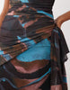 High Neck Printed Mesh Maxi Dress