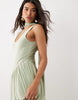 Slinky Maxi Dress With Scarf Detail In Sage