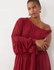 Curve Mesh Asymmetric Extreme One Sleeve Mini Dress In Berry