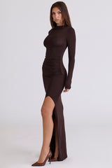 chocolat thigh split maxi dress