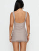 Princess Polly Epiphanies Sequin Net Overlay Mini Dress In Beige