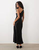 Mango Satin One Shoulder Midi Dress In Black