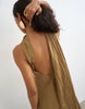 Topshop Crinkle Tuck Side Twist Shoulder Bubble Hem Maxi Dress In Camel