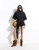 High Neck Short Sleeve Techy Playsuit In Black