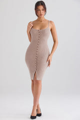 beige cashmere knit midi dress - sale