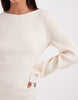 Vero Moda Long Sleeve Boat Neck Knitted Mini Dress In Cream
