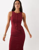 Button Down Structured Maxi Dress In Wine