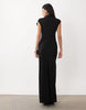 Cap Sleeve Ruched Maxi Dress In Black