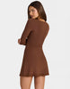 Oh Polly Modal Sweetheart Lace Trim A Line Mini Dress In Chocolate