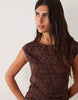 New Look Ruched Lace Midi Dress In Dark Brown