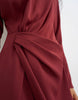 Topshop Long Sleeve Tuck Side Mini Dress In Burgundy