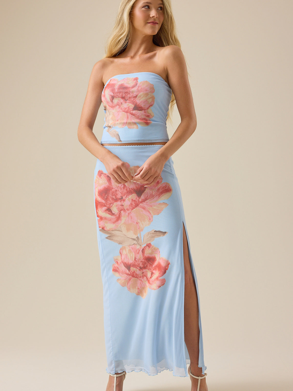 Emelia Floral Mesh Midi Skirt