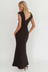 Zarae Cap Sleeve Surplice Back Maxi Dress Black