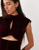 Asos Luxe Velvet Ruched Bust Structured Mini Dress In Burgundy