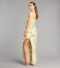 Jacie Floral Ruffle Column Formal Dress