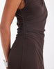 & Other Stories Mesh Midi Dress With Drape Detail In Dark Brown