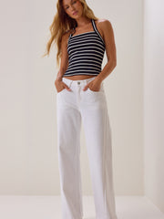 Rylee Striped Hardware Halter Tank