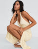 Bershka Halter Midi Dress With Linen In Yellow